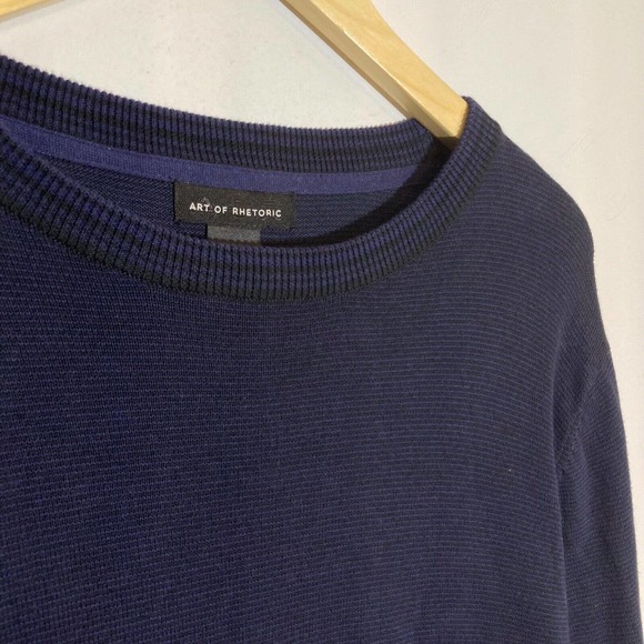 Art of Rhetoric Men's Navy Blue Large Knit Sweater Lightweight Pullover Crewneck - Picture 1 of 5
